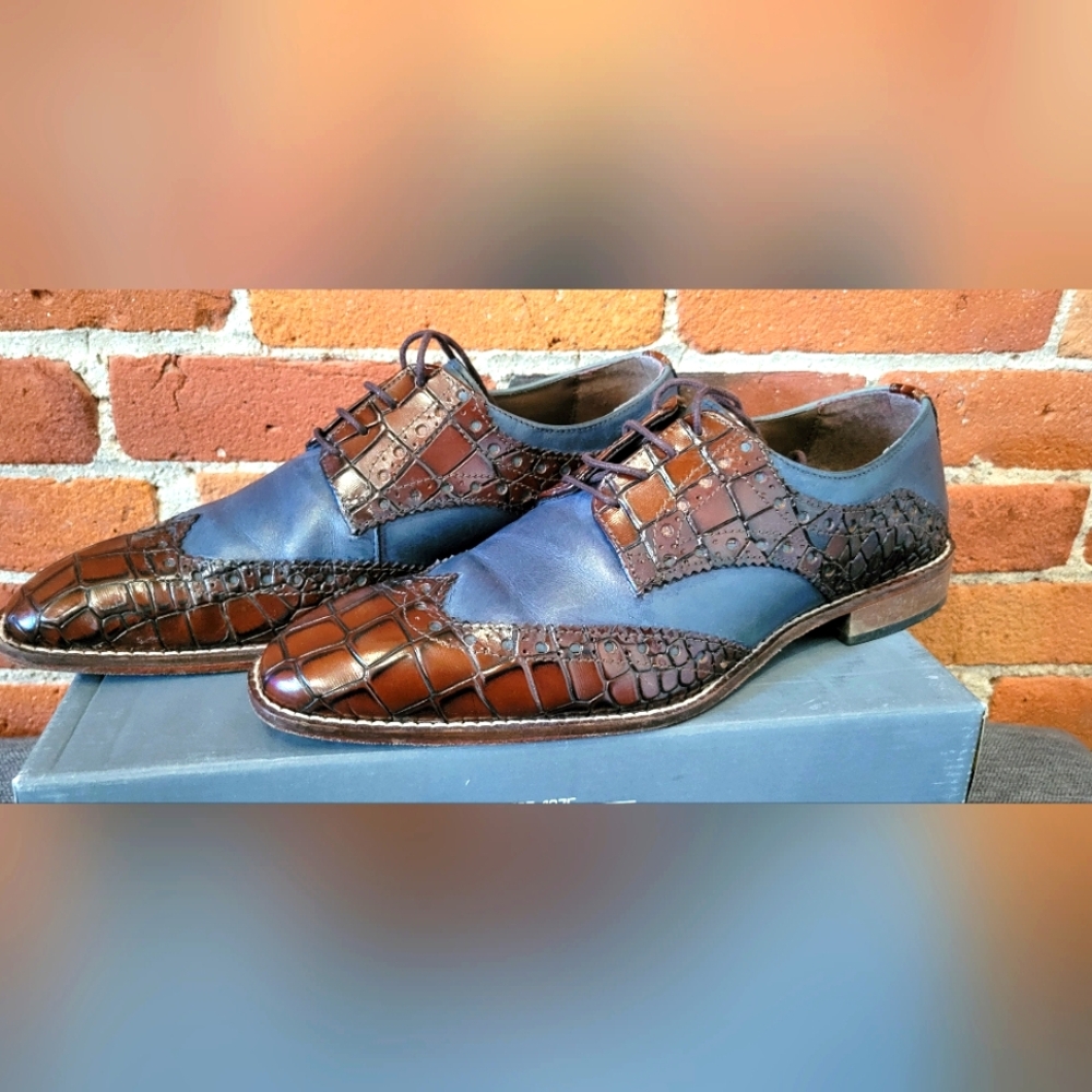 Stacy Adams Men's Blue and Brown Dress Shoes Size 8.5 Tomaselli